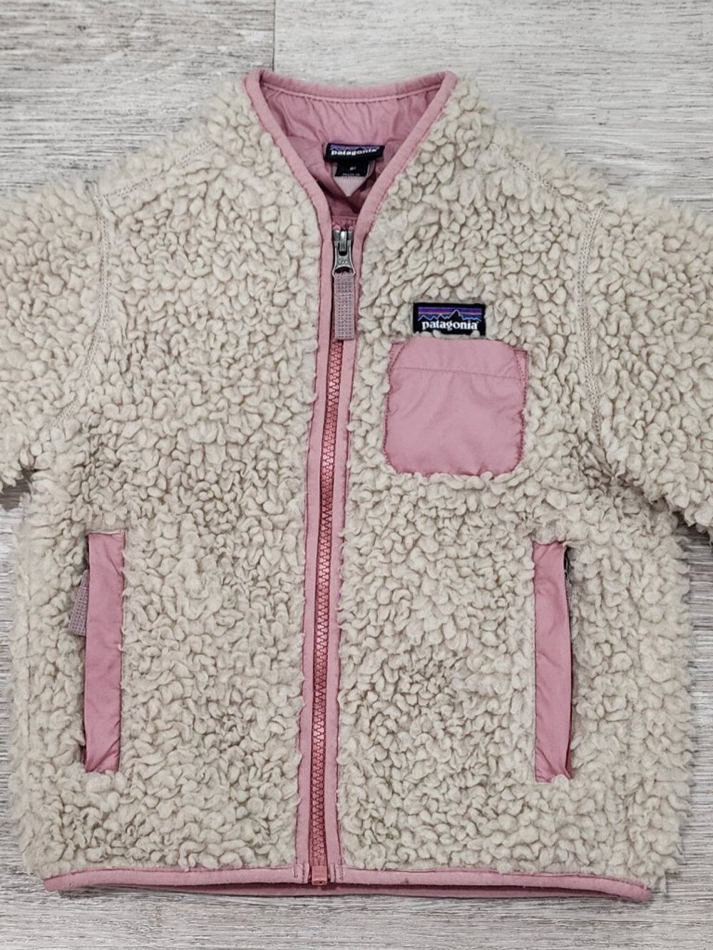 Patagonia Girls Retro-X Fleece Sherpa Pocket Zip Up Jacket Pink Outdoor Size 3T